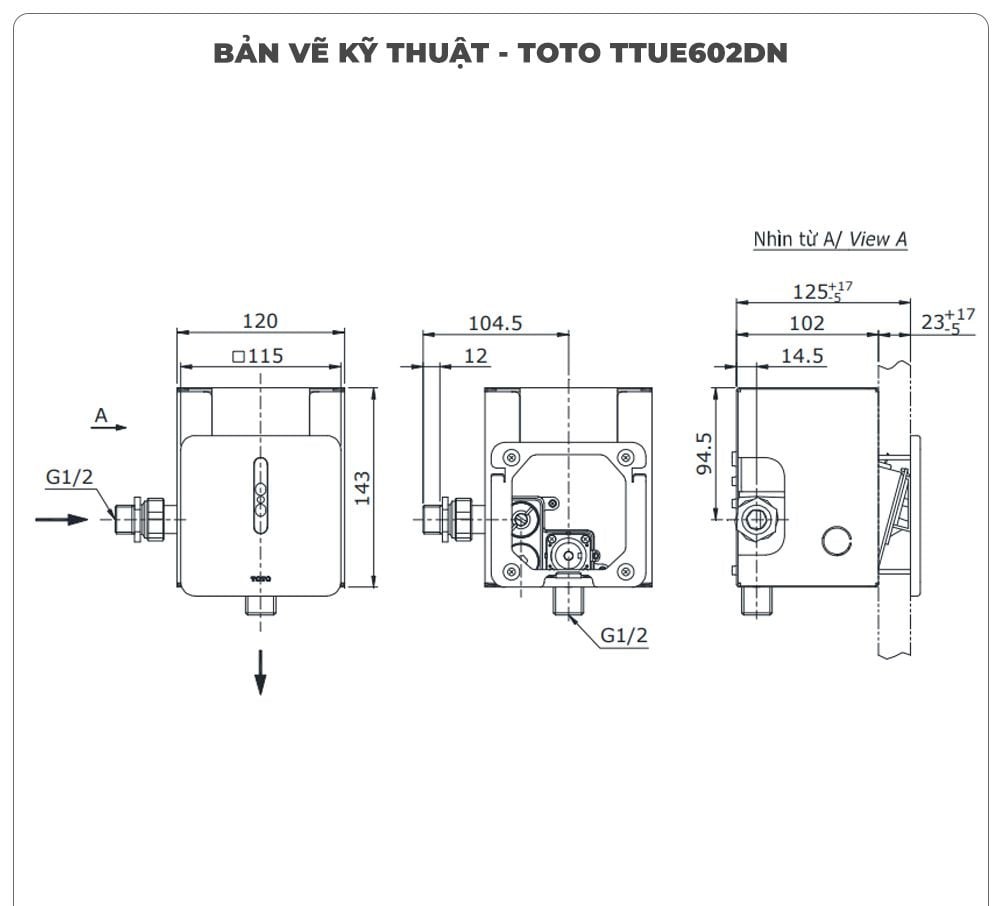 Van xả cảm ứng tiểu nam TOTO TTUE602DN (Pin)