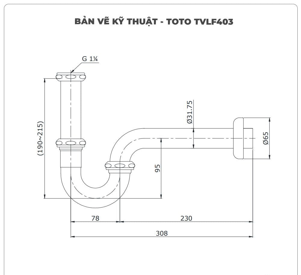 Xi phông - Ống thải chữ P TOTO TVLF403