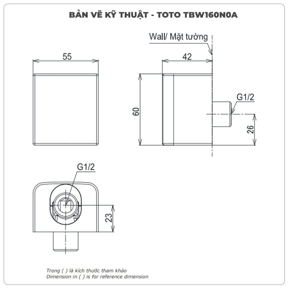 Gác sen kèm cút nối tường TOTO TBW160N0A