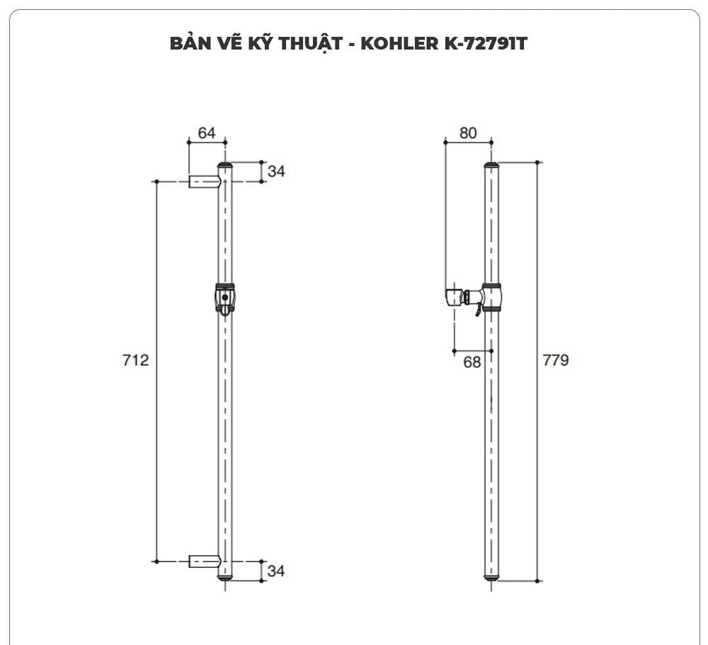 Thanh trượt sen tắm KOHLER K-72798T