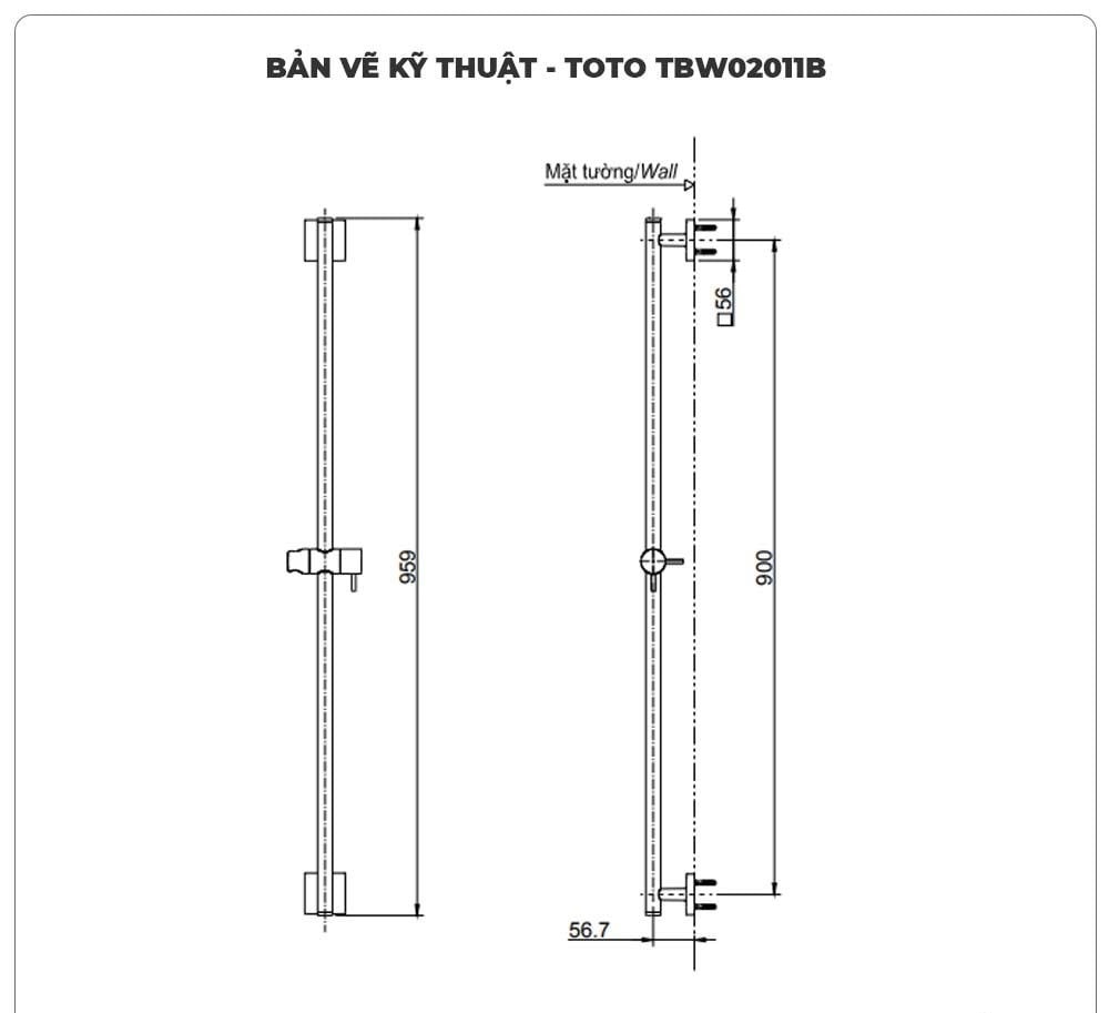 Thanh trượt sen tắm TOTO TBW02011B