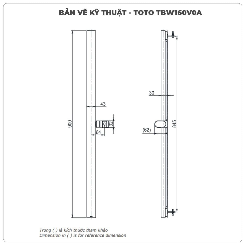 Thanh trượt sen tắm TOTO TBW160V0A