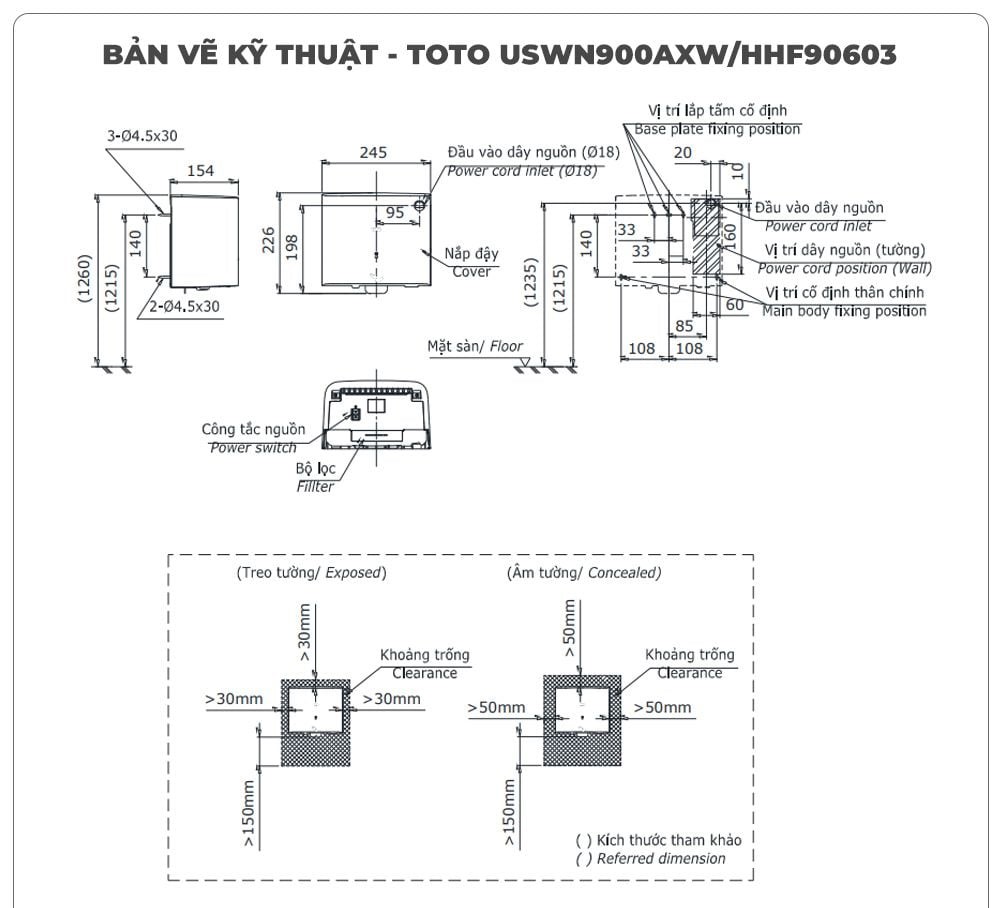 Máy sấy tay tự động TOTO TYC122W
