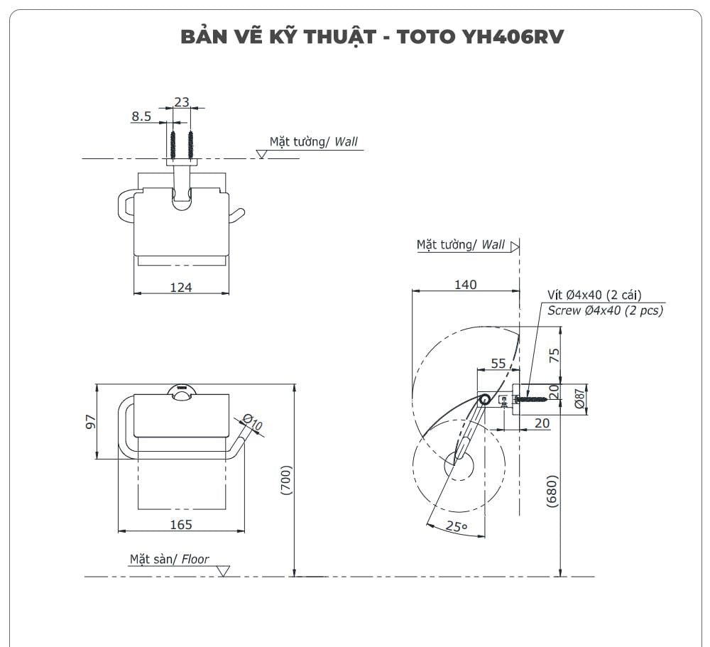 Lô giấy vệ sinh TOTO YH406RV