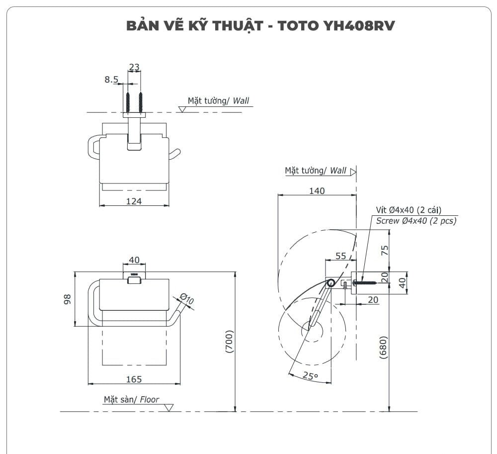 Lô giấy vệ sinh TOTO YH408RV