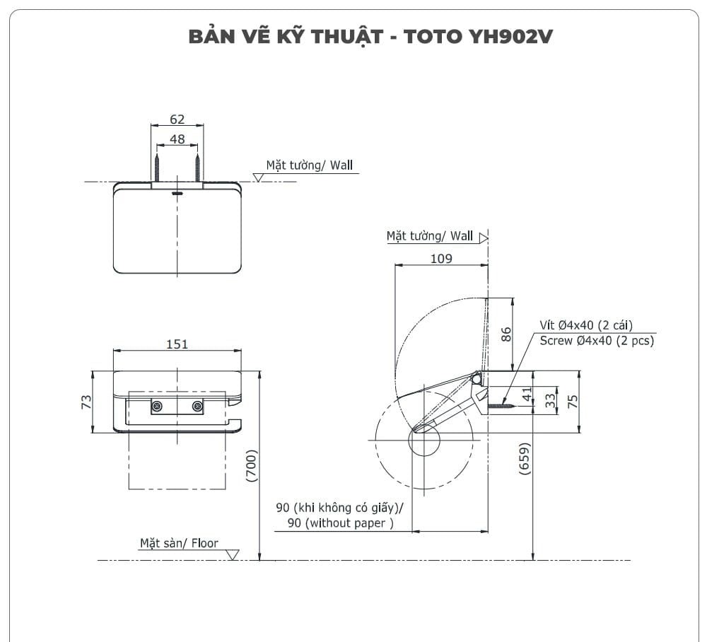 Lô giấy vệ sinh TOTO YH902V