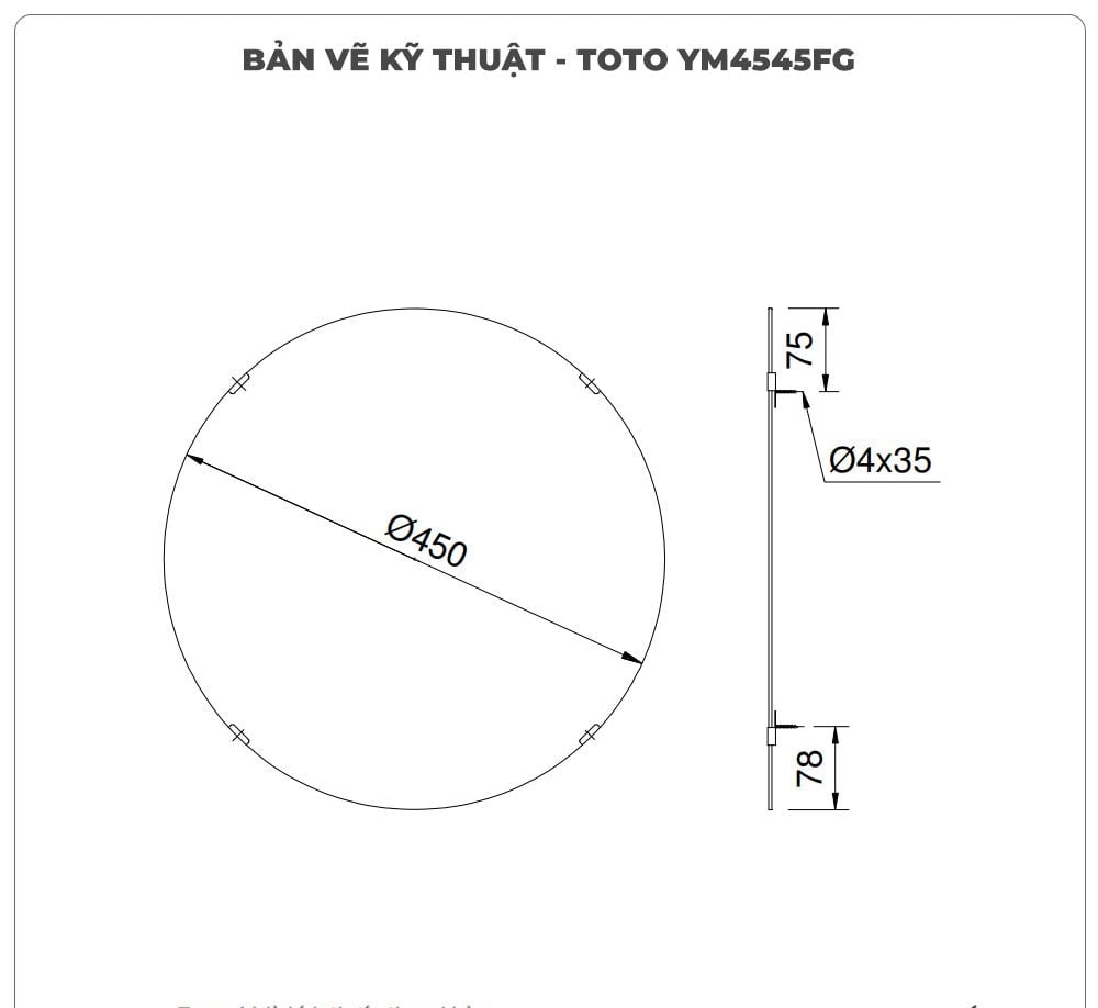 Gương phòng tắm TOTO tráng bạc YM4545FG