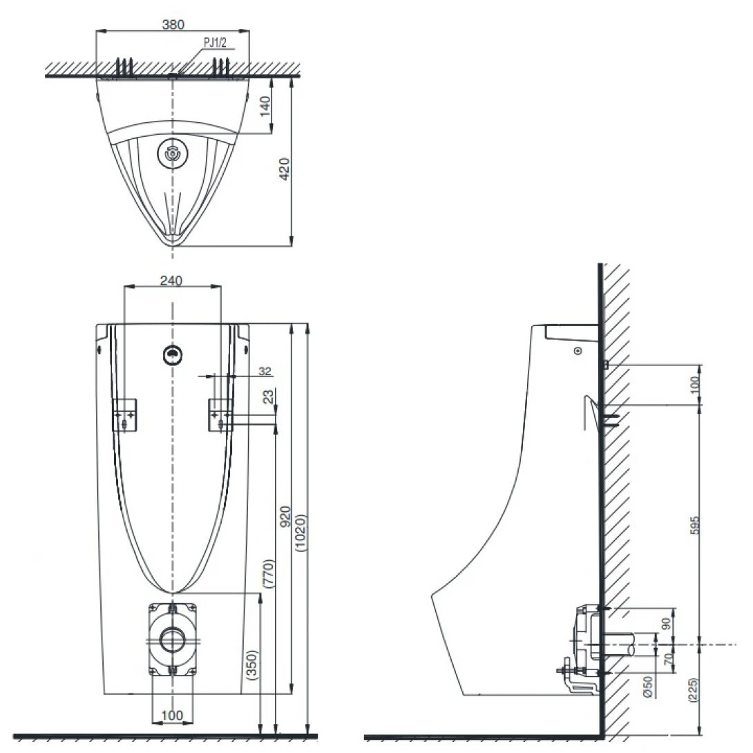 Bồn Tiểu Nam TOTO USWN900A#XW/HHF90603 Cảm Ứng Dùng Pin