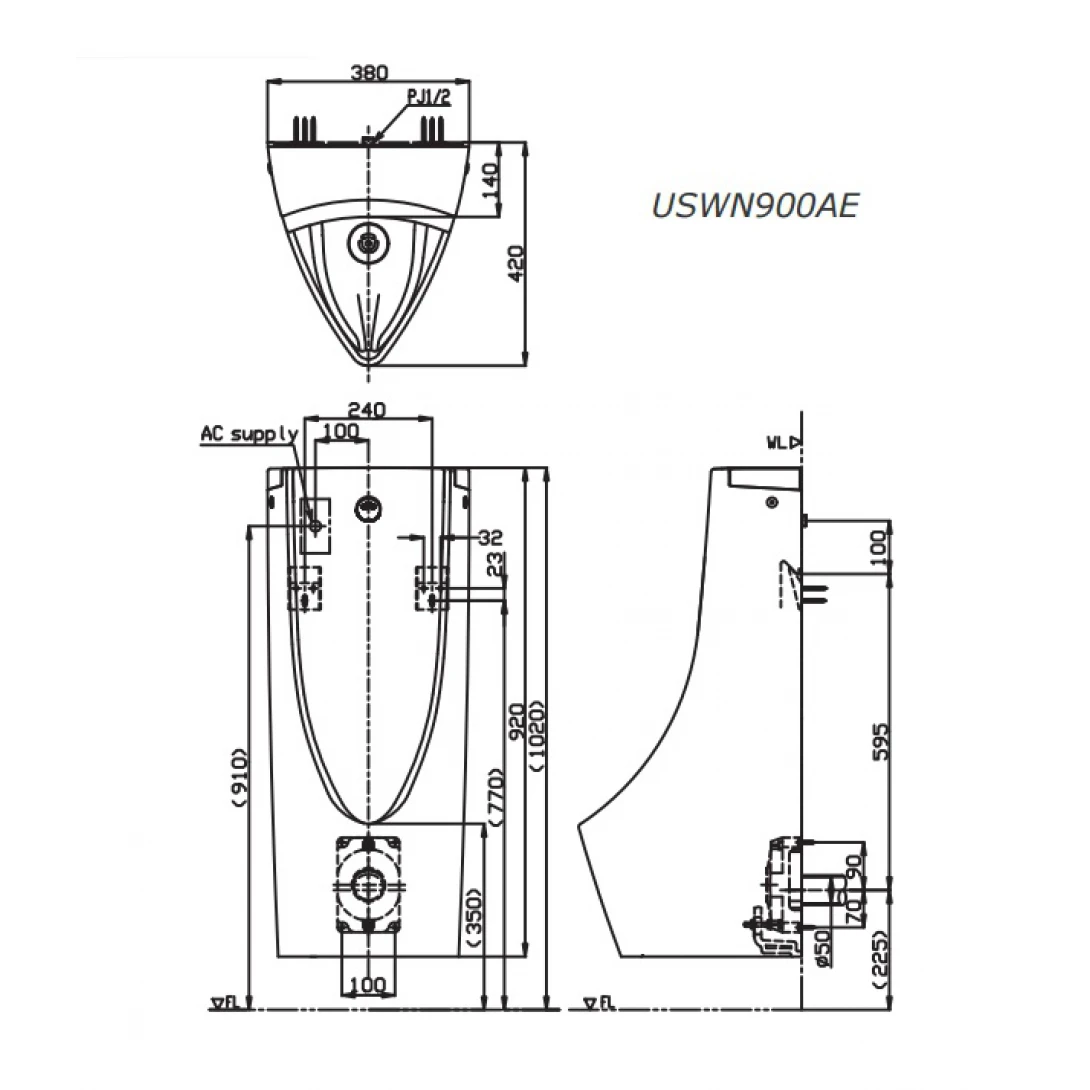 Bồn Tiểu Nam TOTO USWN900AE#XW HHF90603 Cảm Ứng Dùng Điện