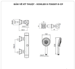 Sen tắm nhiệt độ KOHLER Margaux K-72626T-9-CP kèm vòi xả bồn