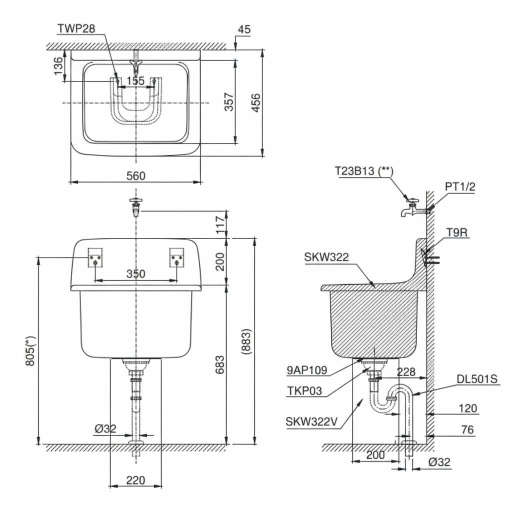Chậu Đa Năng TOTO SK322/SK322F